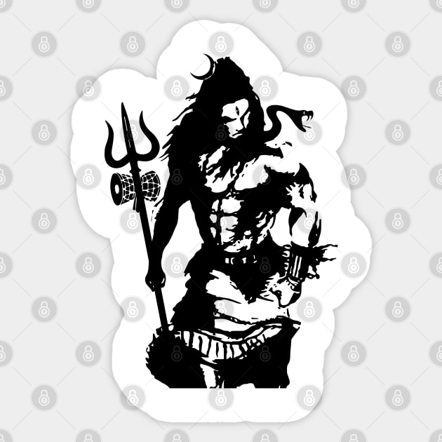 Lord Shiva Art Angry Trishul T-shirt Sticker by alltheprints